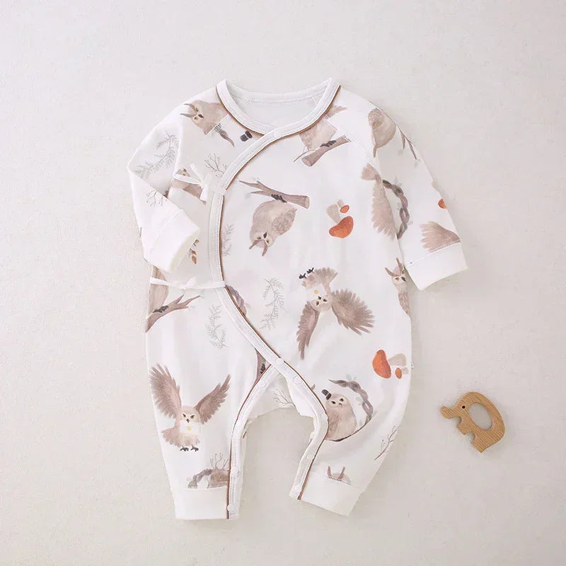 100% Cotton Long Sleeve Romper - Owl - Bodyfeu