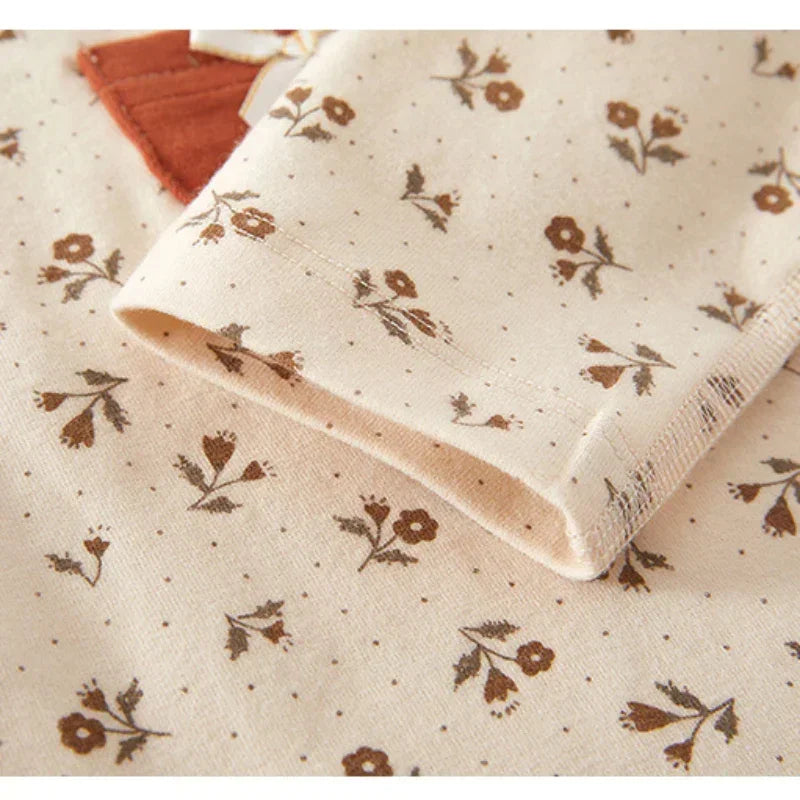 100% Cotton Long Sleeve Top & Pants Set - Brown Plaid - Bodyfeu