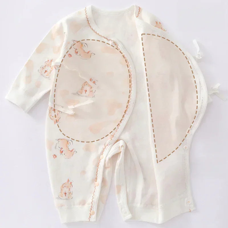 100% Cotton Long Sleeve Kimono Romper - Bunny & Bicycle - Bodyfeu