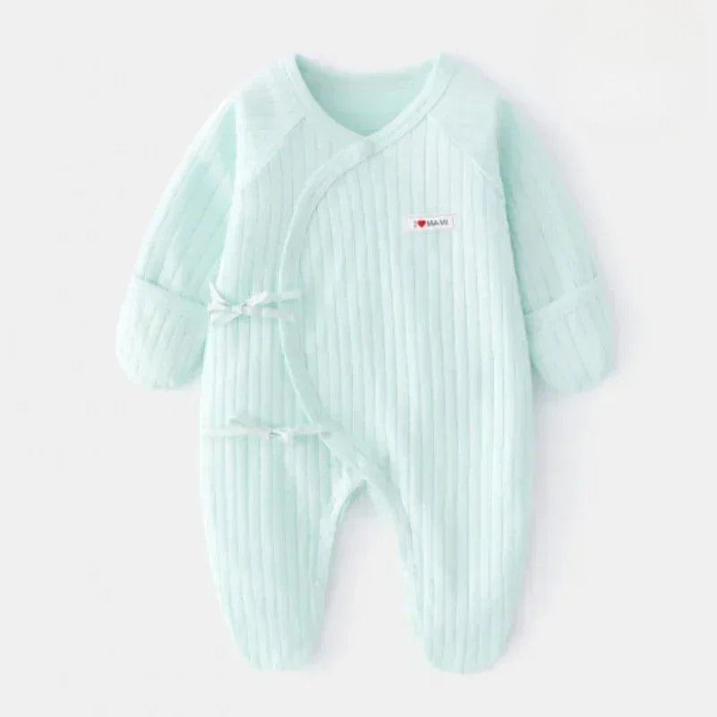 100% Cotton Footed Onesie with Mittens - Yellow - Bodyfeu