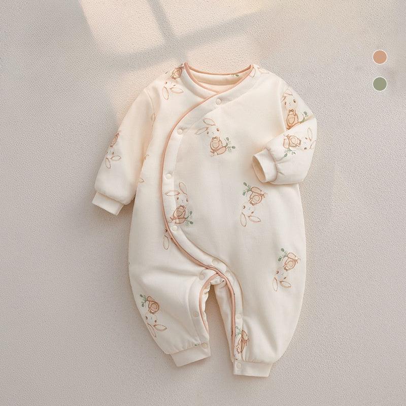 100% Cotton Extra Warm Long Sleeve Quilted Romper - Cute Bunny - Bodyfeu