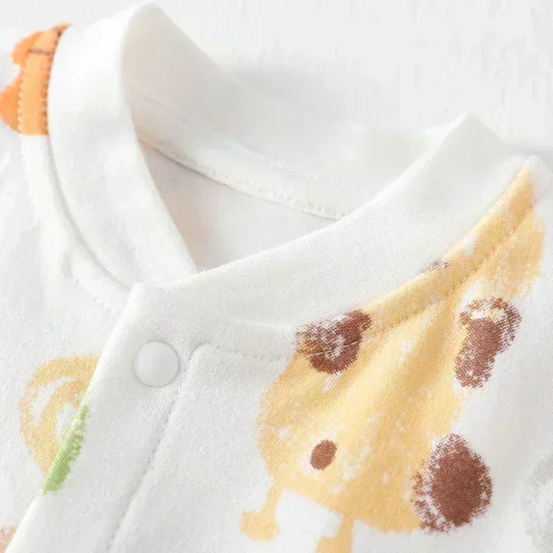 100% Cotton Snap-Up Long Sleeve Romper - Leopard - Bodyfeu