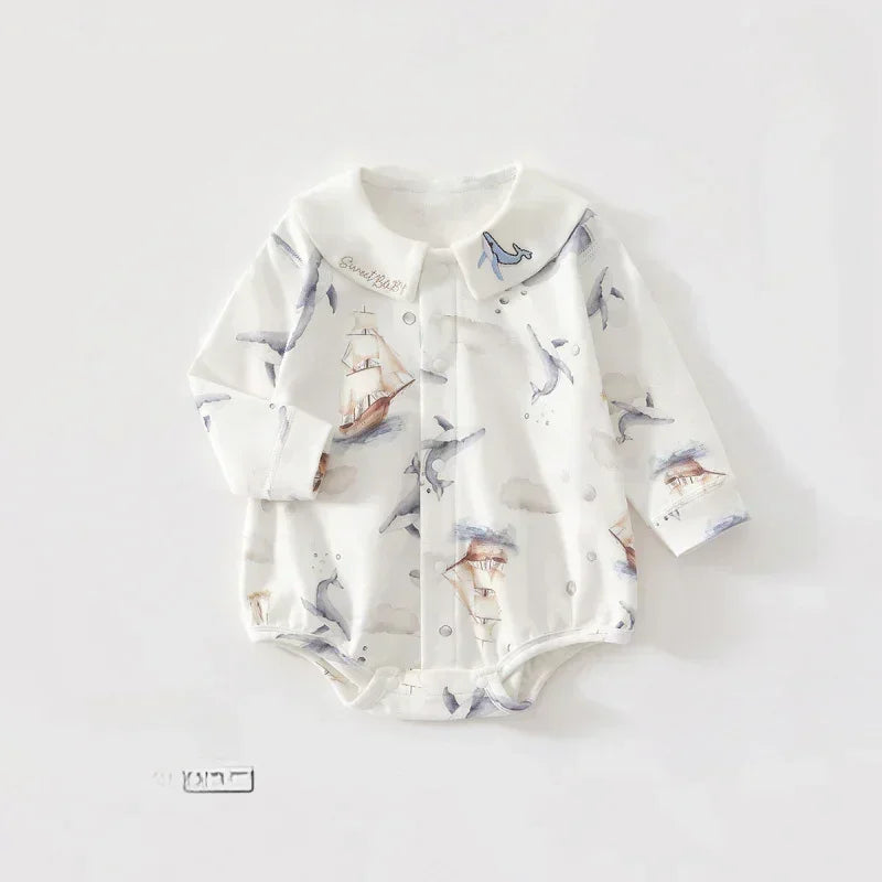 100% Cotton Long Sleeve Bodysuit - Little Crocodile - Bodyfeu