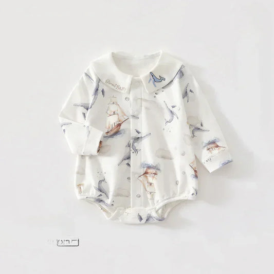 100% Cotton Long Sleeve Bodysuit - Little Crocodile - Bodyfeu