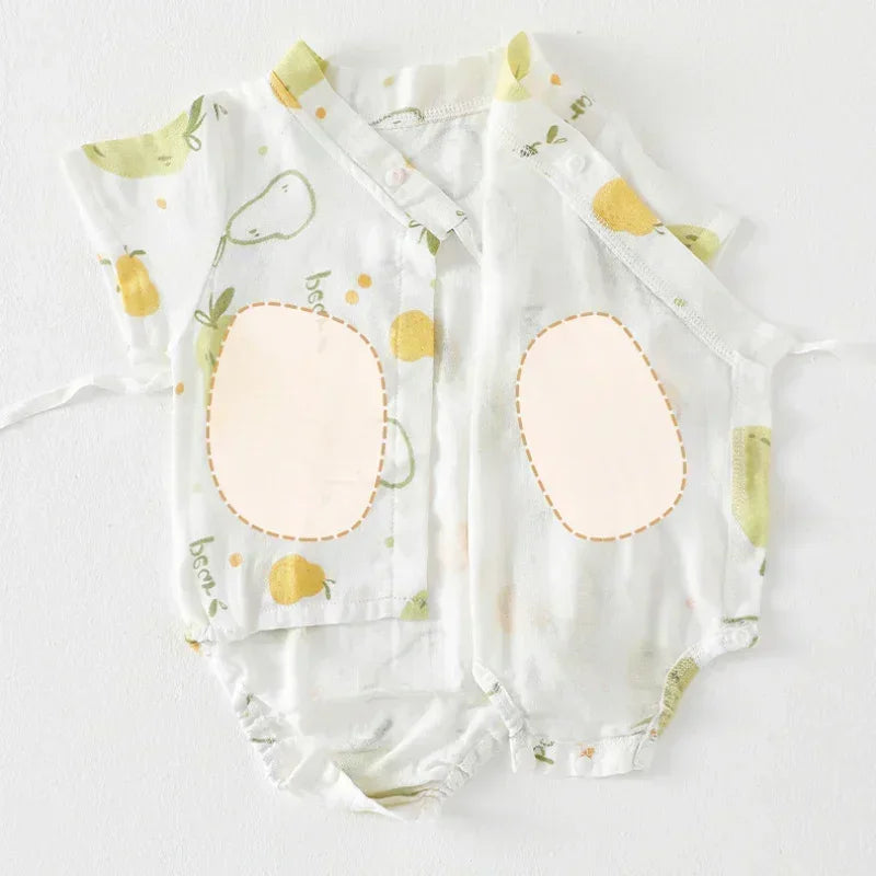 Cotton & Bamboo Muslin Long Sleeve Bodysuit - Sweet Pear - Bodyfeu