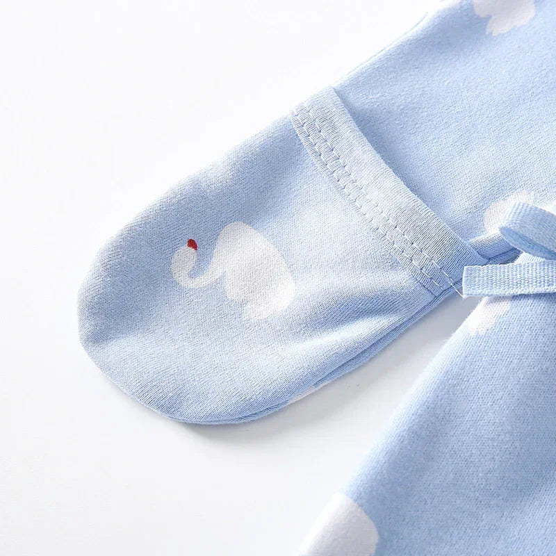 100% Cotton Footed Onesie with Mittens - Pink Swan - Bodyfeu