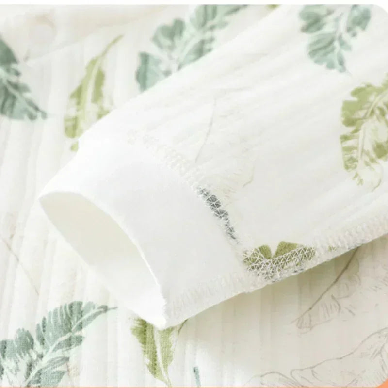 100% Cotton Warm Long Sleeve Long Sleeve Top & Pants Set- Pear - Bodyfeu