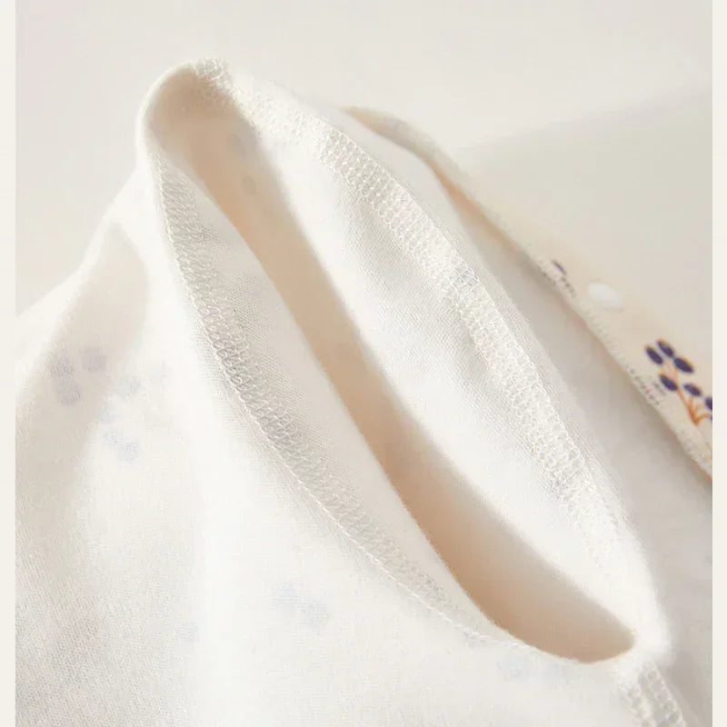 100% Cotton Long Sleeve Snap-Up Romper - Fruits & Leaves - Bodyfeu