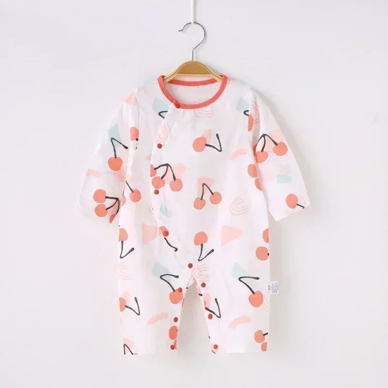 Cotton & Bamboo Muslin Long Sleeve Romper - Cute Whale - Bodyfeu