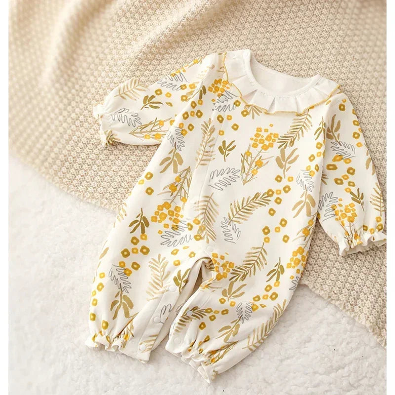 100% Cotton Long Sleeve Floral Romper - Monet Garden - Bodyfeu