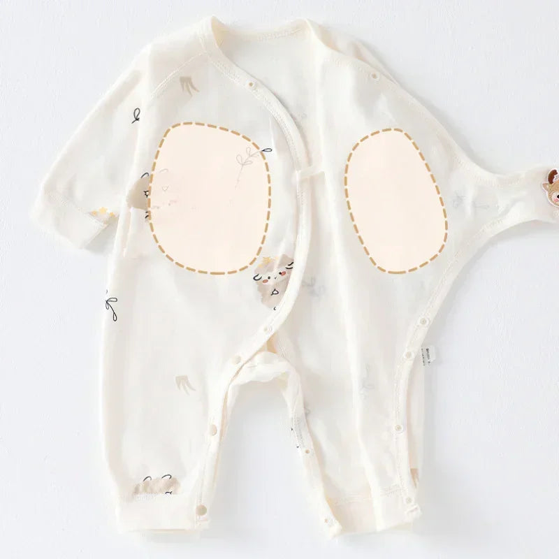 100% Cotton Long Sleeve Romper with Velcro Closure - Sheep - Bodyfeu