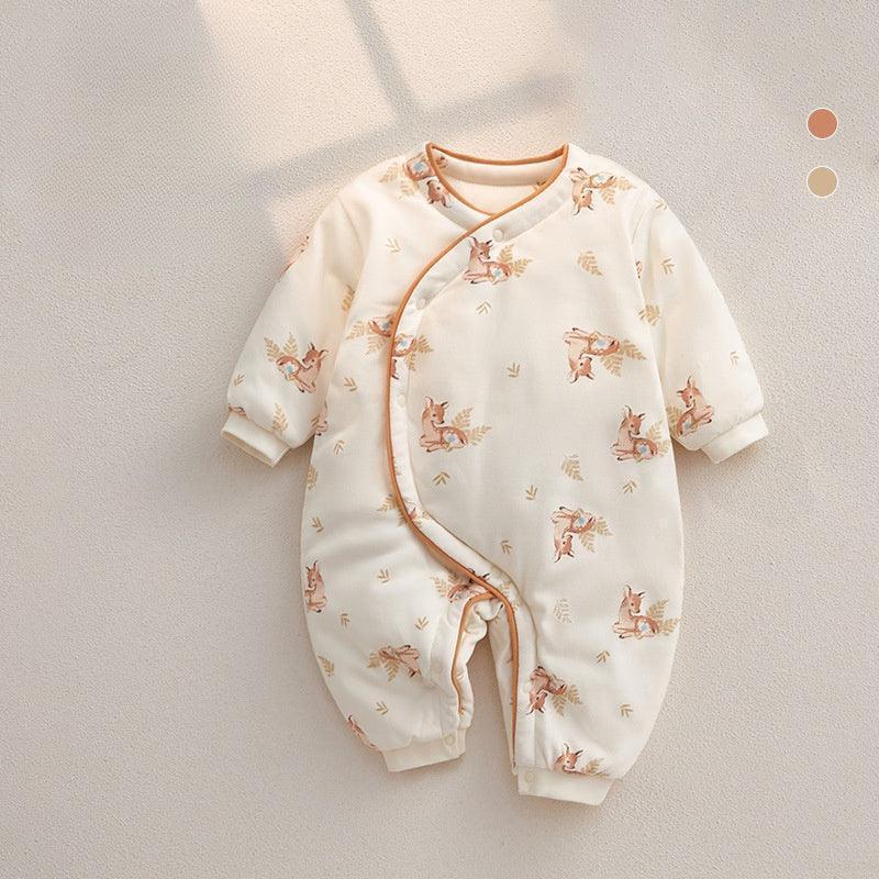 100% Cotton Extra Warm Long Sleeve Quilted Romper - Cute Bunny - Bodyfeu