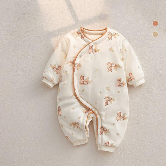100% Cotton Extra Warm Long Sleeve Quilted Romper - Cute Bunny - Bodyfeu
