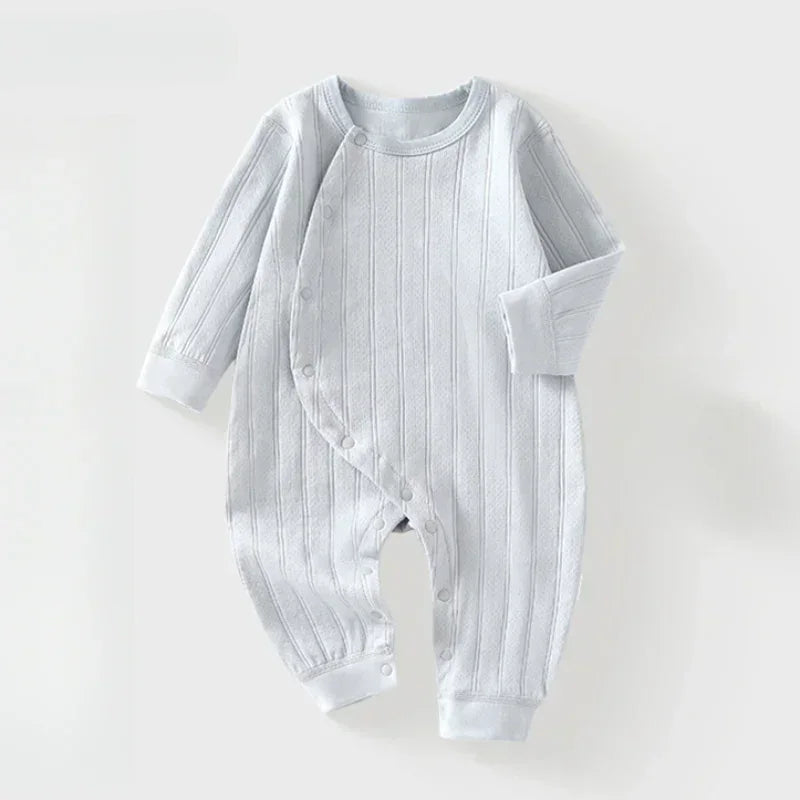 100% Cotton Long Sleeve Side-Snap Romper - Brown - Bodyfeu