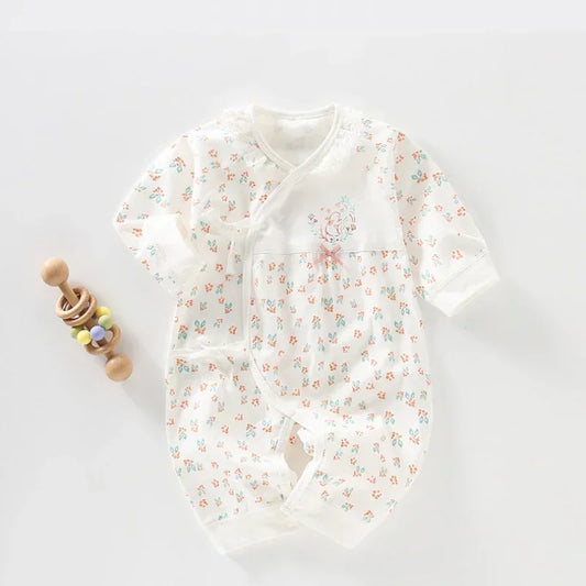 100% Cotton Long Sleeve Wrap Romper - Floral - Bodyfeu
