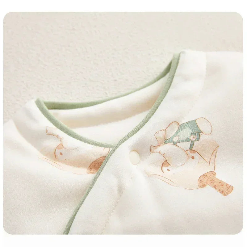 100% Cotton Extra Warm Long Sleeve Quilted Romper - Cute Bunny - Bodyfeu