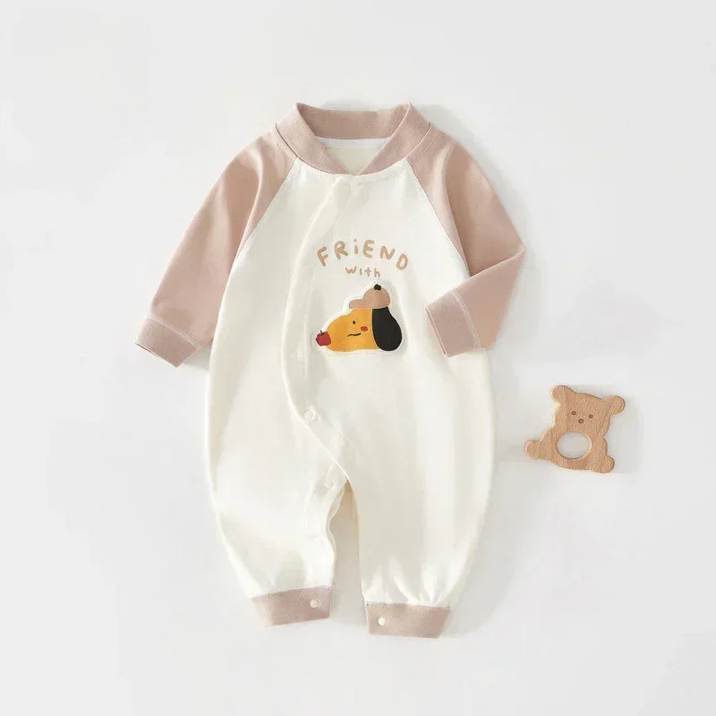100% Cotton Long Sleeve Romper - Brown Dog - Bodyfeu