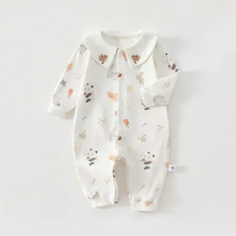 100% Cotton Long Sleeve Snap-Up Romper - Country House - Bodyfeu