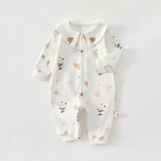 100% Cotton Long Sleeve Snap-Up Romper - Country House - Bodyfeu