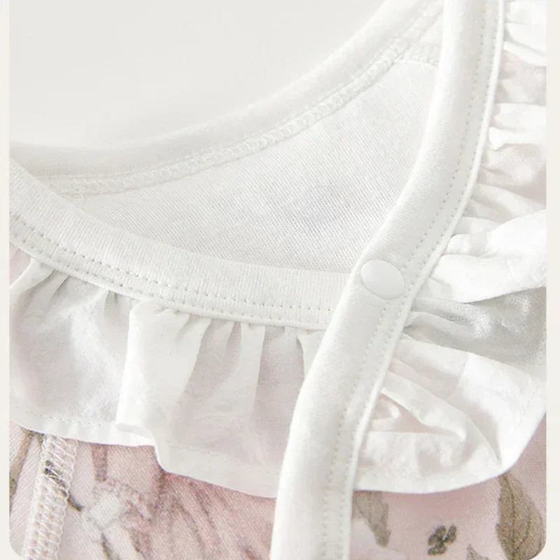 100% Cotton Long Sleeve Kimono Romper - Fruits & Leaves - Bodyfeu