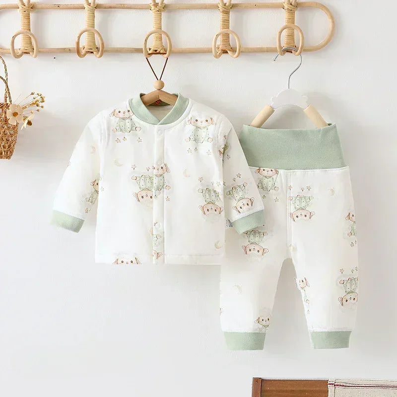 100% Cotton Long Sleeve Quilted Top & Pants Set- Cotton Flowers - Bodyfeu