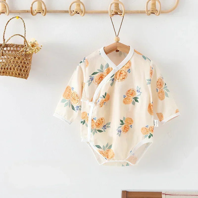 Cotton & Bamboo Muslin Long Sleeve Bodysuit - Sweet Pear - Bodyfeu