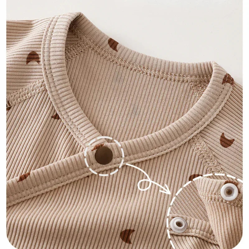 Cotton Long Sleeve Kimono Romper - Cute Stripe - Bodyfeu