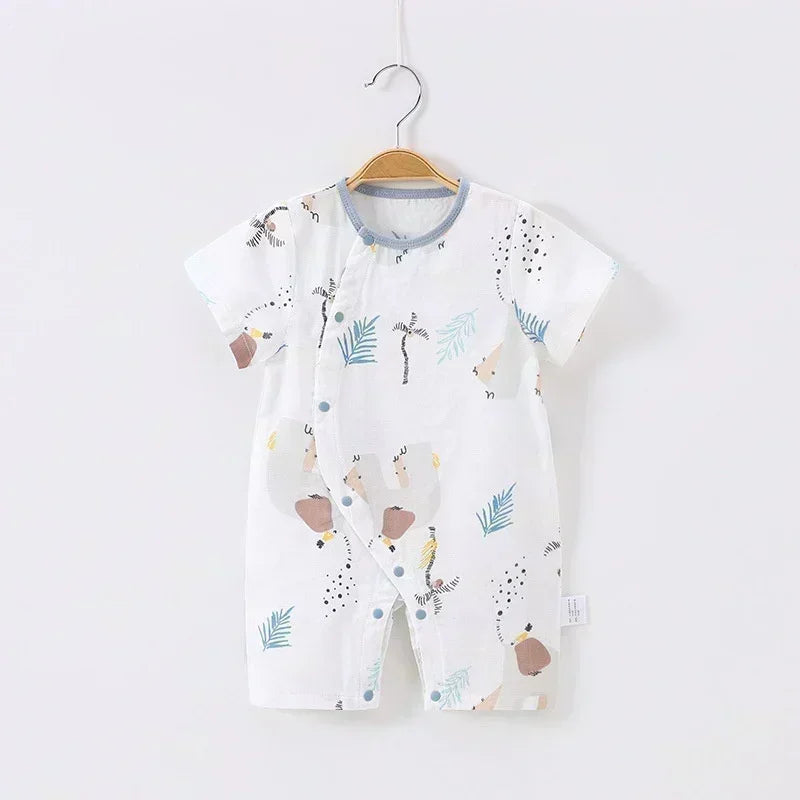 Cotton & Bamboo Muslin Short Sleeve Romper - Pear & Bunny - Bodyfeu