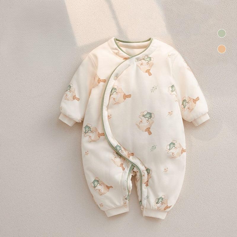 100% Cotton Extra Warm Long Sleeve Quilted Romper - Cute Bunny - Bodyfeu