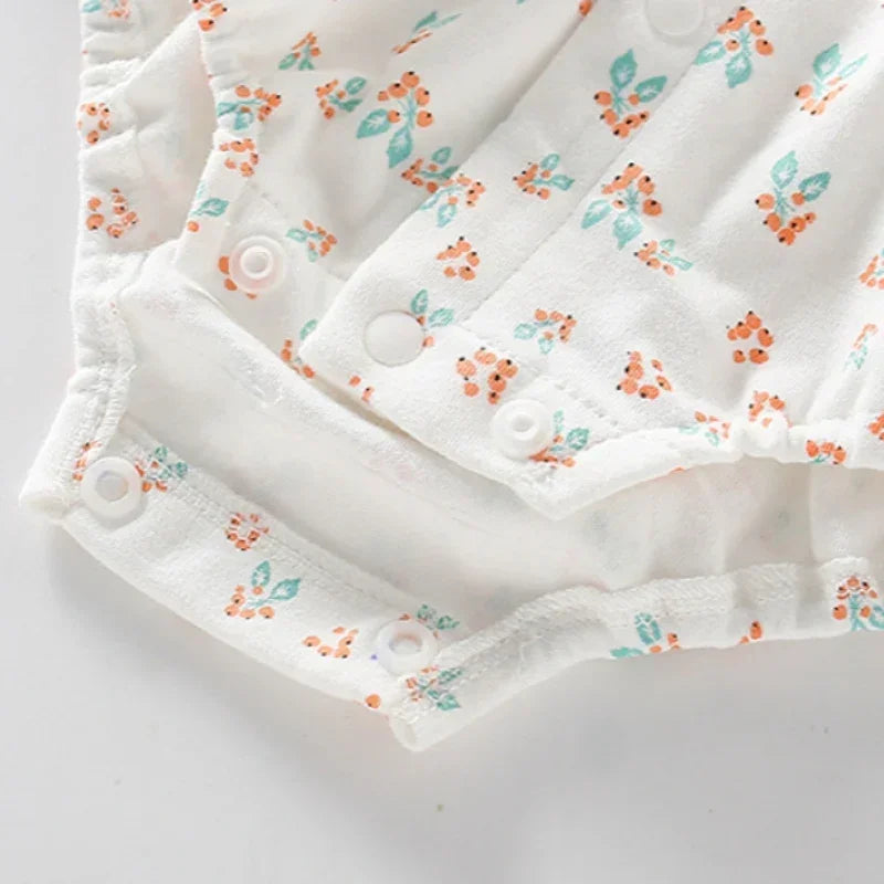 100% Cotton Long Sleeve Floral Bodysuit - Bunny Garden - Bodyfeu