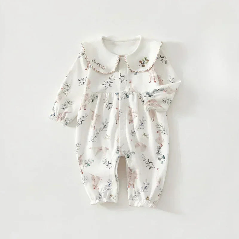 100% Cotton Long Sleeve Snap-Up Romper - Country House - Bodyfeu