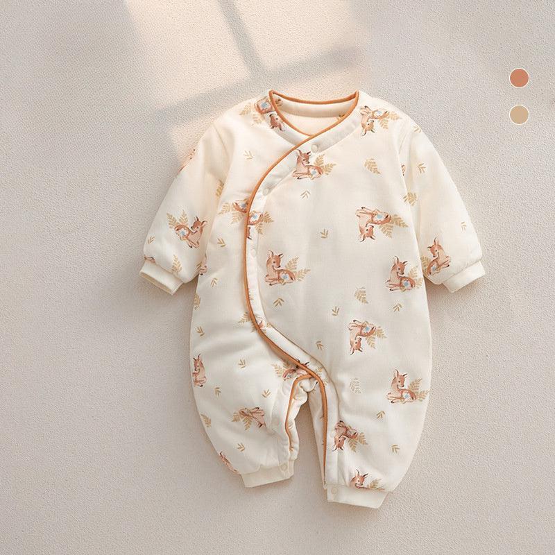 100% Cotton Extra Warm Long Sleeve Quilted Romper - Cute Bunny - Bodyfeu