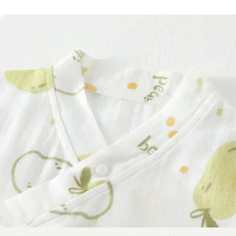 Cotton & Bamboo Muslin Short Sleeve Romper - Water Lily - Bodyfeu