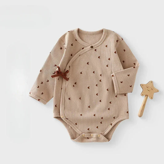 Cotton Long Sleeve Floral Bodysuit - Brown Moon - Bodyfeu