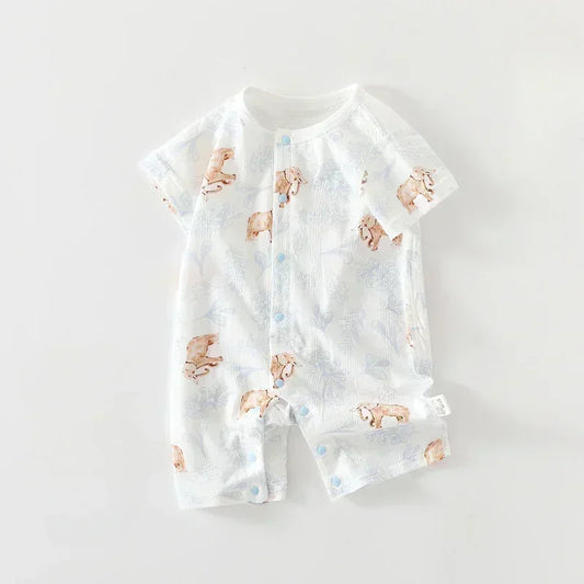 100% Cotton Short Sleeve Romper - Cute Squirrel - Bodyfeu