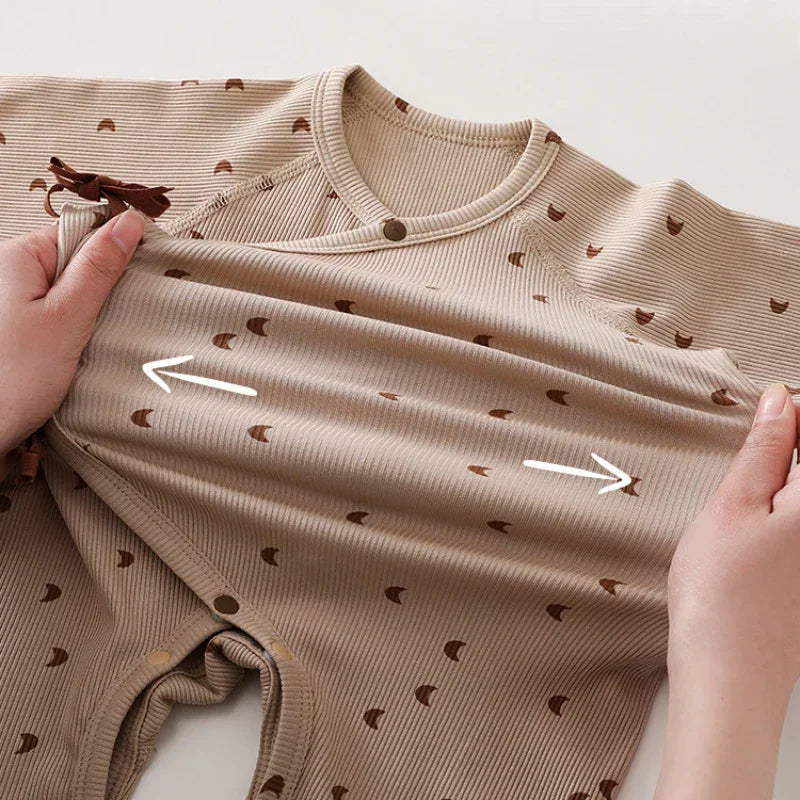 Cotton Long Sleeve Kimono Romper - Cute Stripe - Bodyfeu