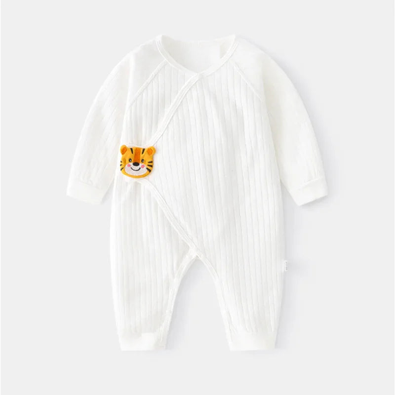 100% Cotton Long Sleeve Romper with Velcro Closure - Tiger - Bodyfeu
