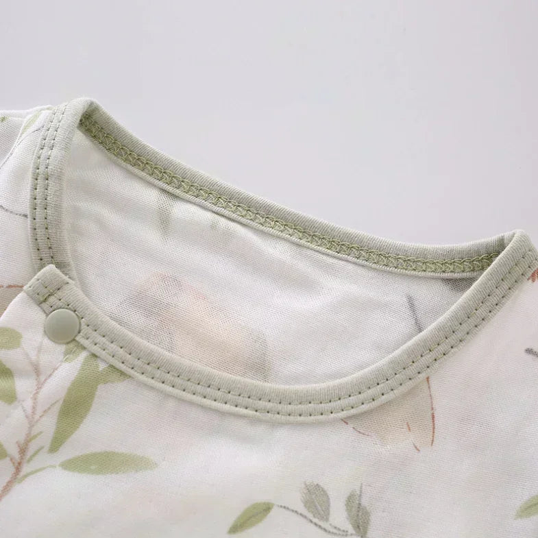 Cotton & Bamboo Muslin Short Sleeve Romper - Pear & Bunny - Bodyfeu