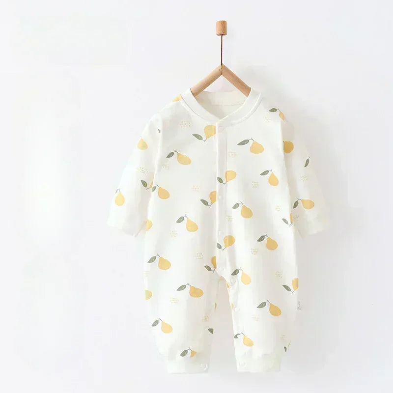 100% Cotton Snap-Up Long Sleeve Romper - Leopard - Bodyfeu