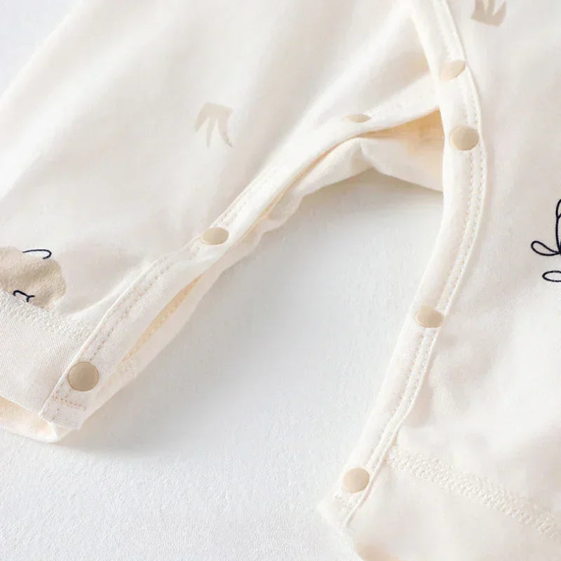 100% Cotton Long Sleeve Romper with Velcro Closure - Sheep - Bodyfeu