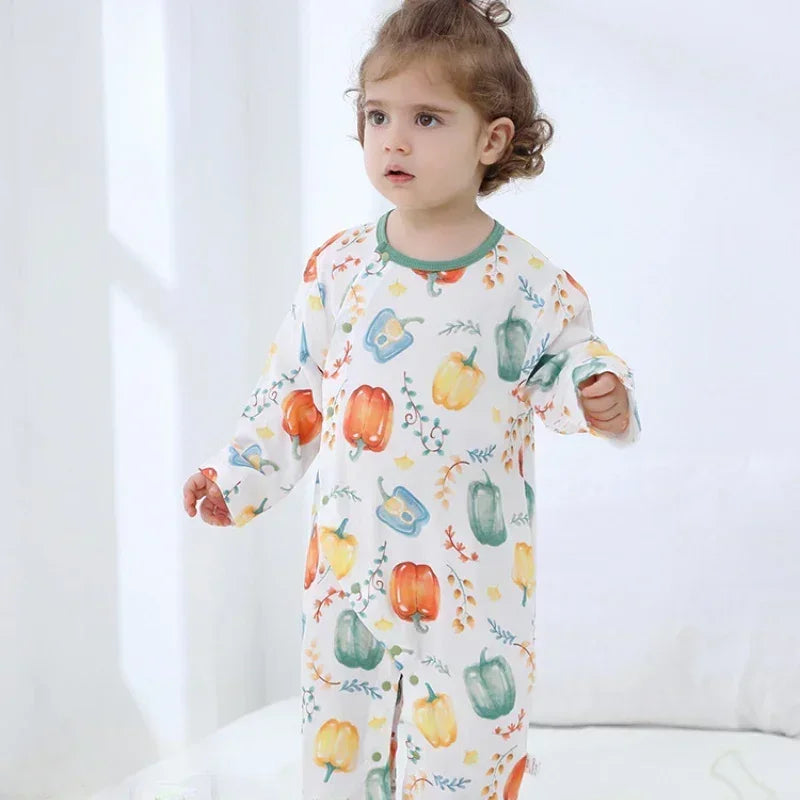 Cotton & Bamboo Muslin Long Sleeve Romper - Panda - Bodyfeu