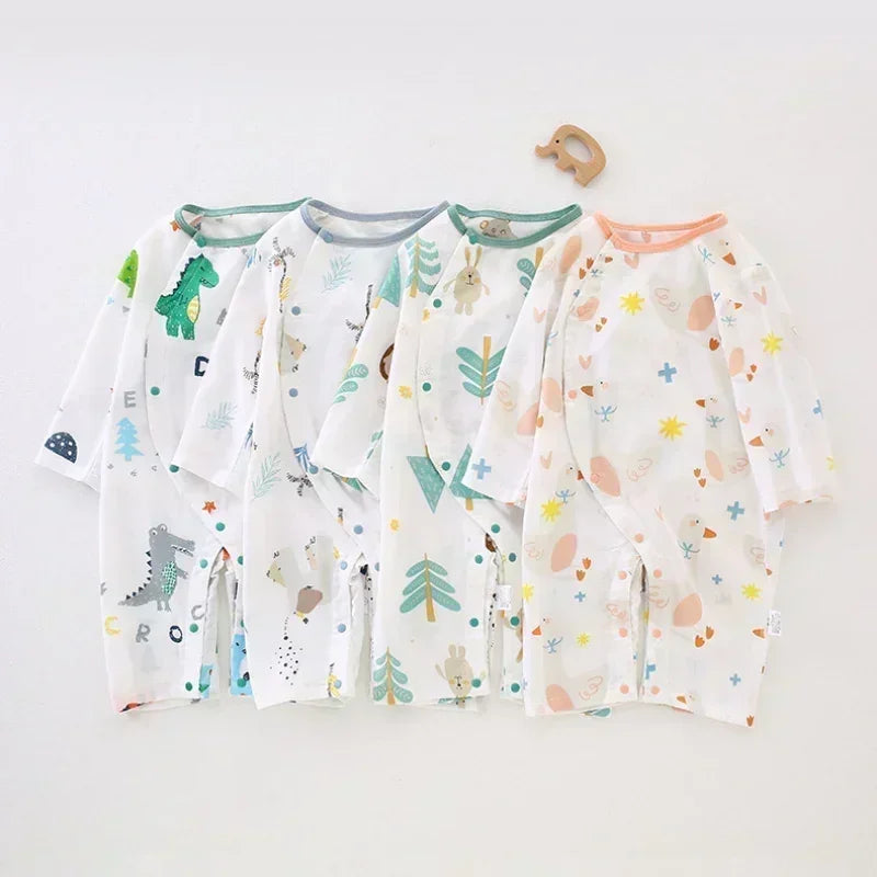 Cotton & Bamboo Muslin Long Sleeve Romper - Little Forest - Bodyfeu