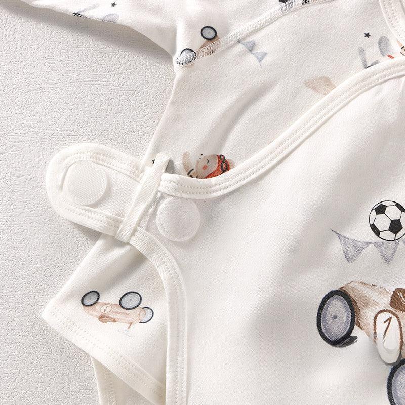 100% Cotton Long Sleeve Bodysuit with Velcro Closure- Adorable Cat - Bodyfeu