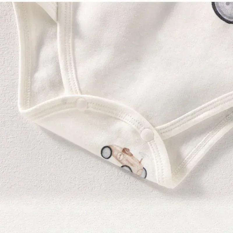 100% Cotton Long Sleeve Bodysuit with Velcro Closure- Adorable Cat - Bodyfeu