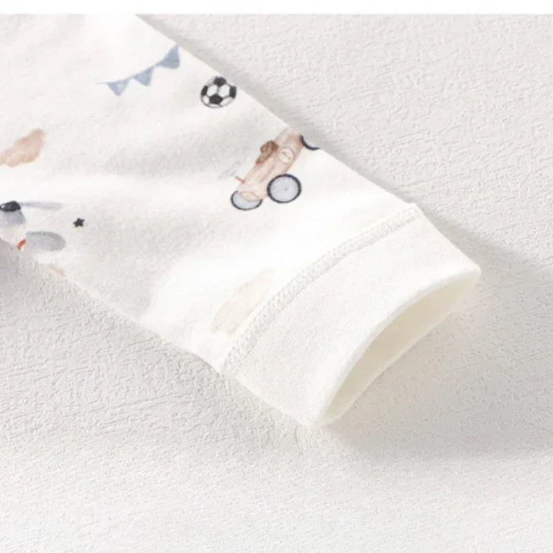 100% Cotton Long Sleeve Bodysuit with Velcro Closure- Adorable Cat - Bodyfeu