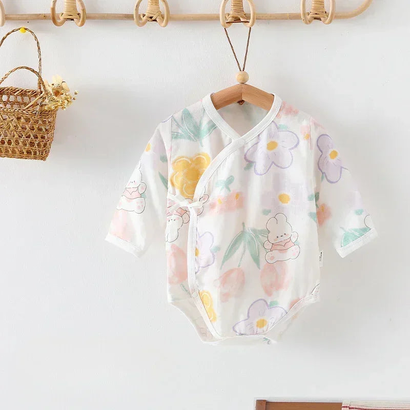 Cotton & Bamboo Muslin Long Sleeve Bodysuit - Sweet Pear - Bodyfeu
