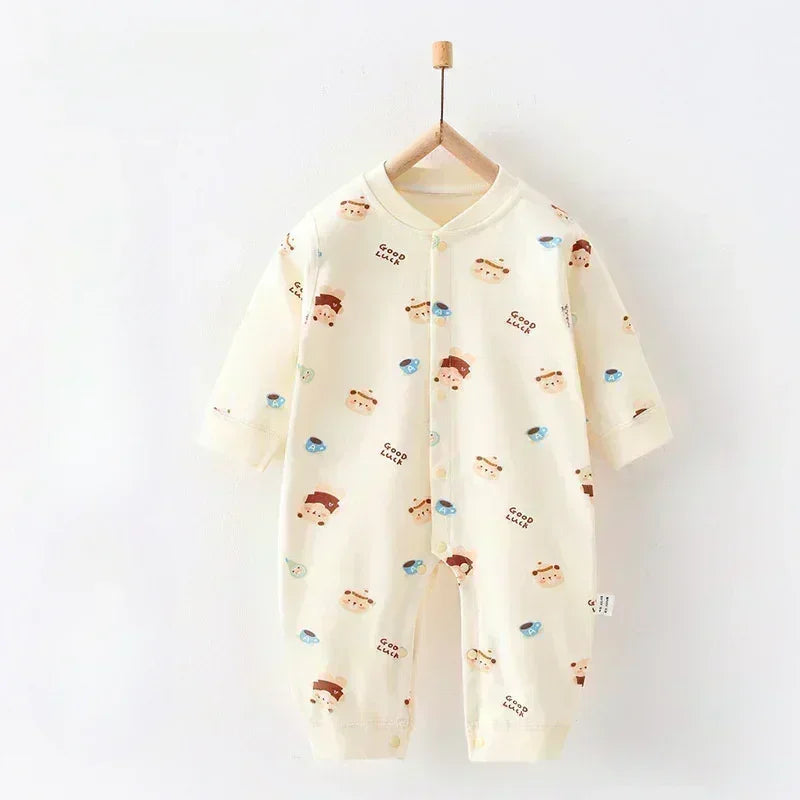 100% Cotton Snap-Up Long Sleeve Romper - Leopard - Bodyfeu