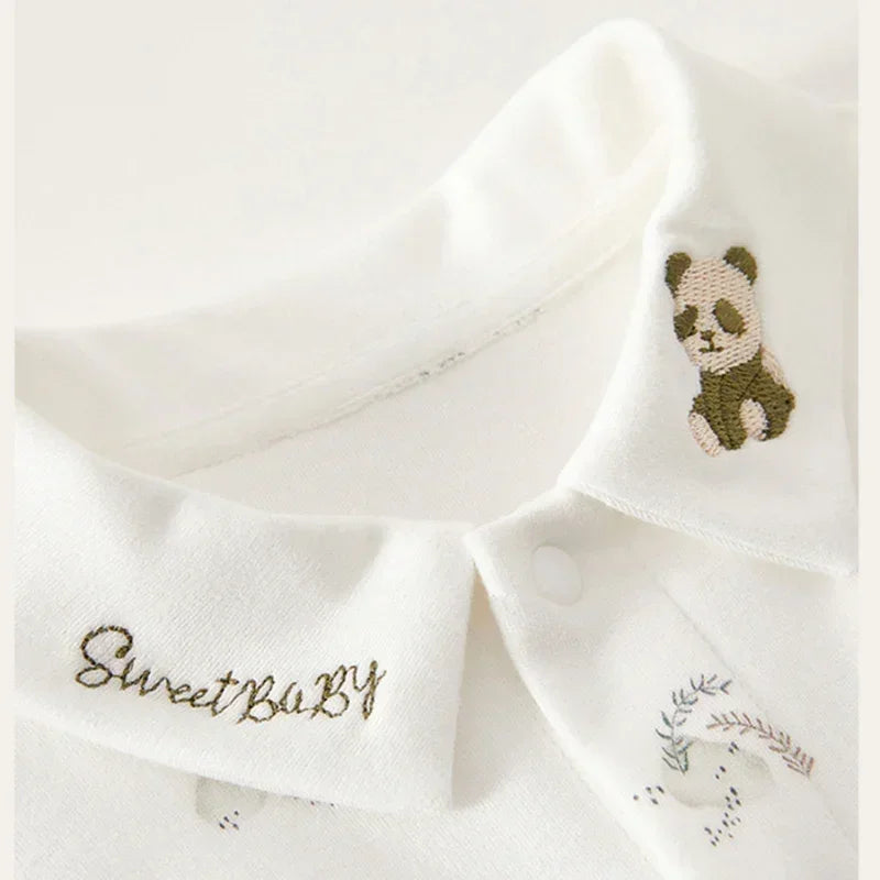 100% Cotton Long Sleeve Snap-Up Romper - Dream Bunny - Bodyfeu