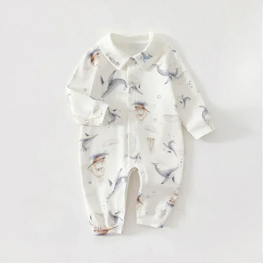 100% Cotton Long Sleeve Snap-Up Romper - Country House - Bodyfeu