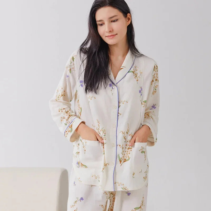 Bodyfeu Muslin Button-Up Maternity Pajama- Wisteria - Bodyfeu
